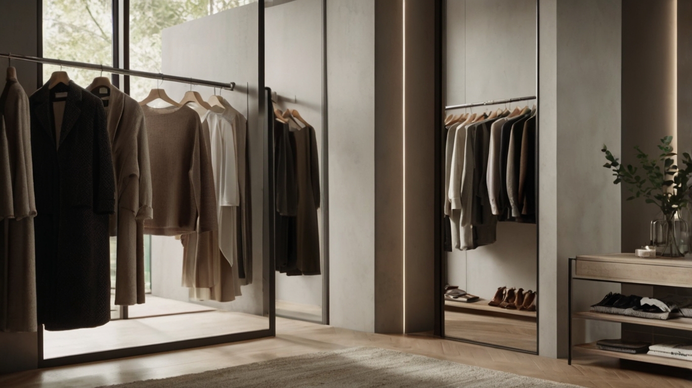 um armário com roupas em um cabide